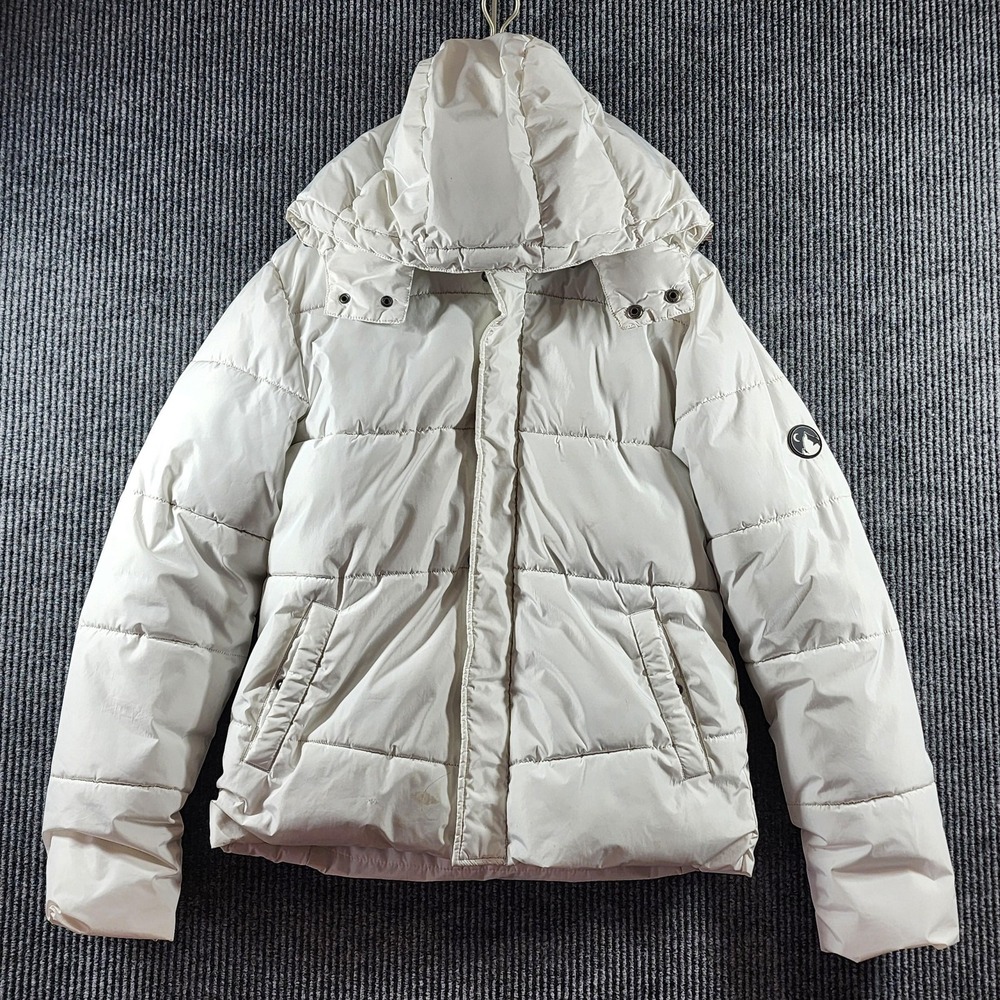 Zyia Active Puffer Jacket Womens Medium White Aspen Removable‎ Hood Skiing